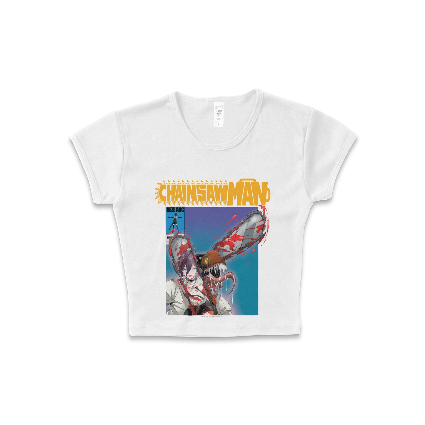 Chainsaw Man Reflections - LAA Baby Rib Crop Top White *Limited*