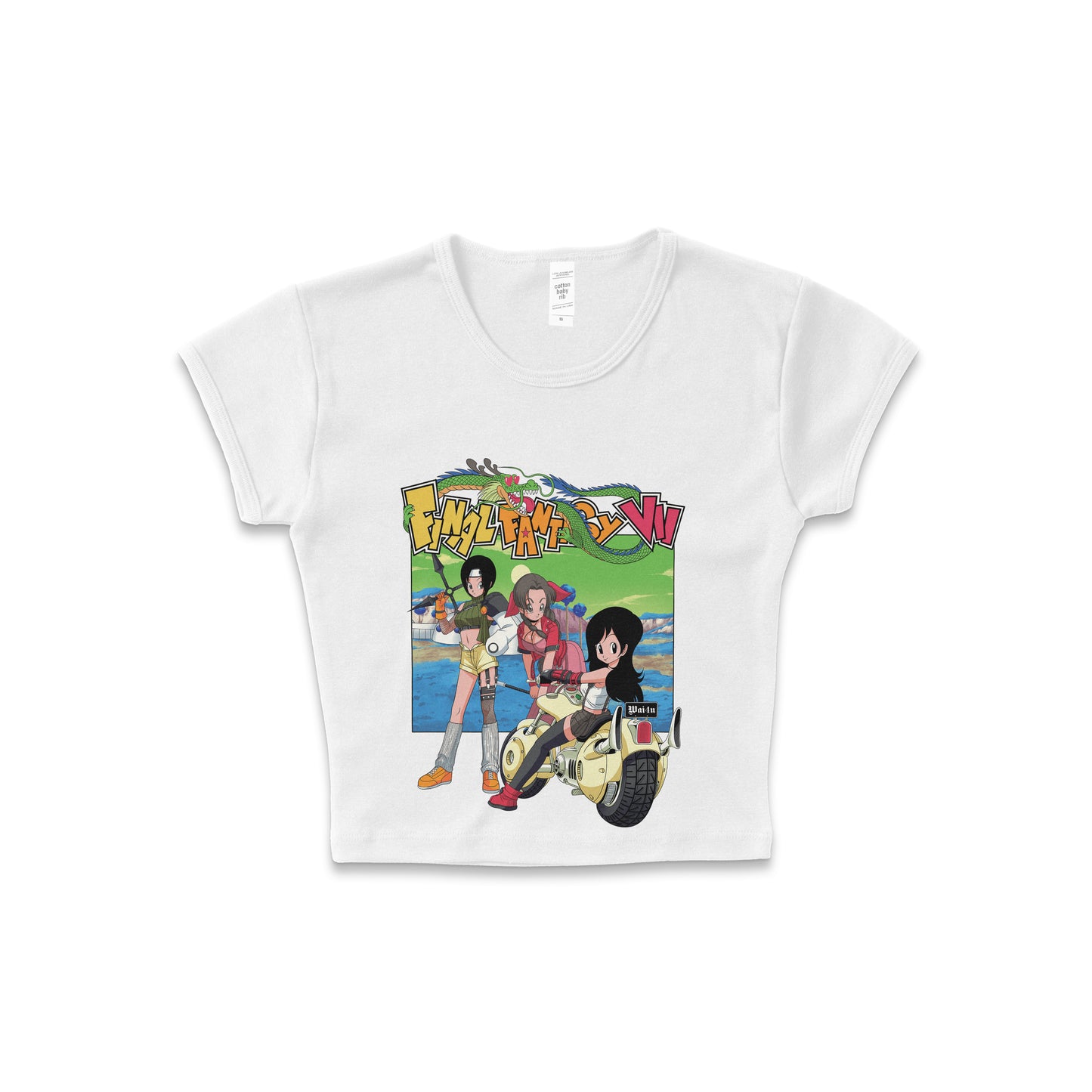 Final Fantasy VII x Dragonball - LAA Baby Rib Crop Top White *Limited*