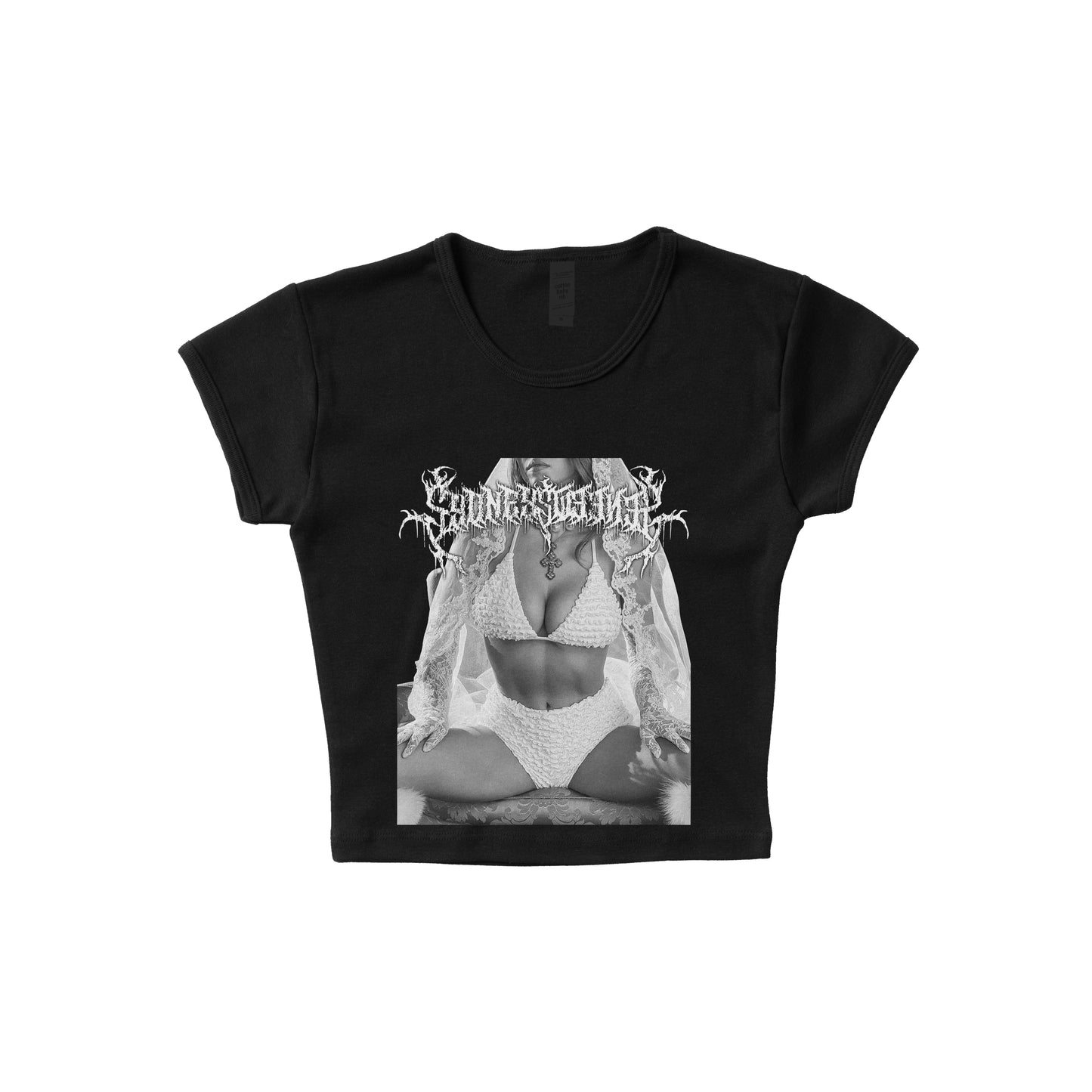 Sydney Sweeney Metal Logo - LAA Baby Rib Crop Top