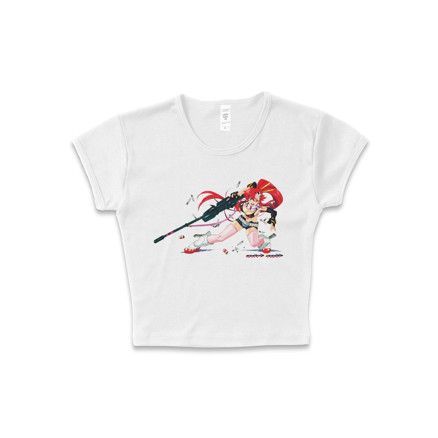 Gurren Lagann Yoko Litnerr Y2K - LAA Baby Rib Crop Top White *Limited*