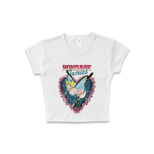 Bondage Fairies Heart - LAA Baby Rib Crop Top White *limited*