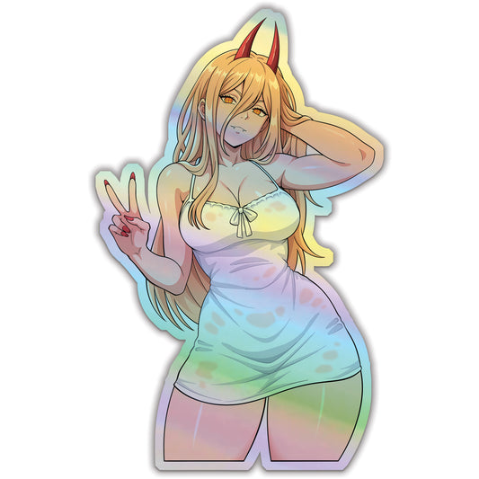 Chainsaw Man Power Holographic Sticker