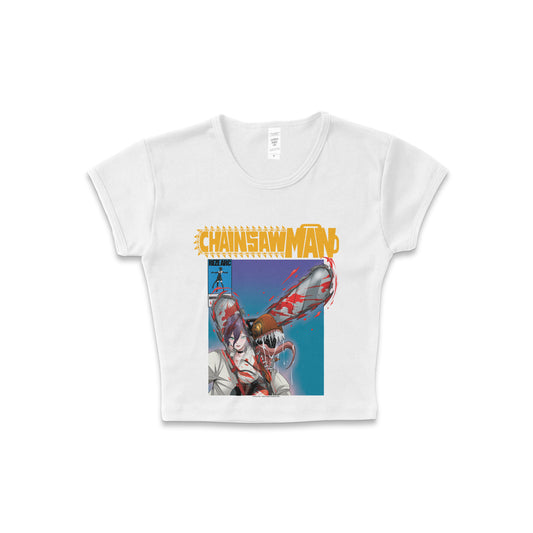 Chainsaw Man Reflections - LAA Baby Rib Crop Top White *Limited*