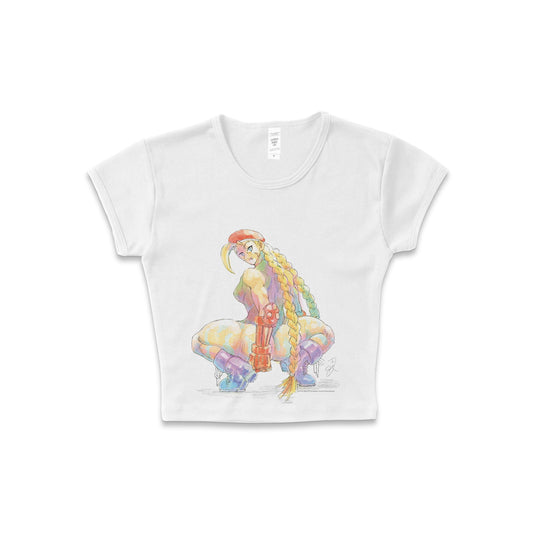 Cammy "Anaconda" Street Fighter 2 - LAA Baby Rib Crop Top White *Limited*