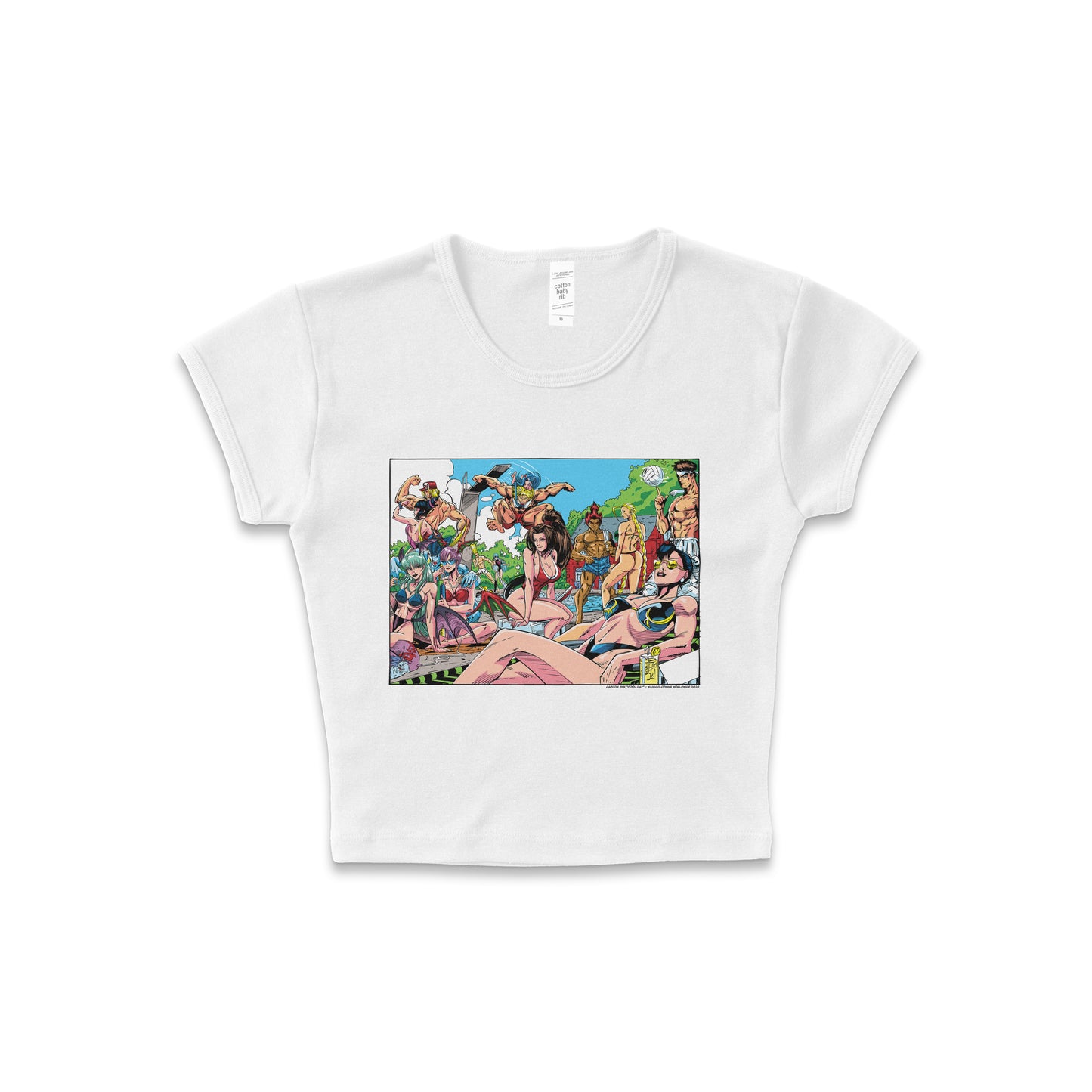 Capcom SNK "Pool Day" - LAA Baby Rib Crop Top White *Limited*