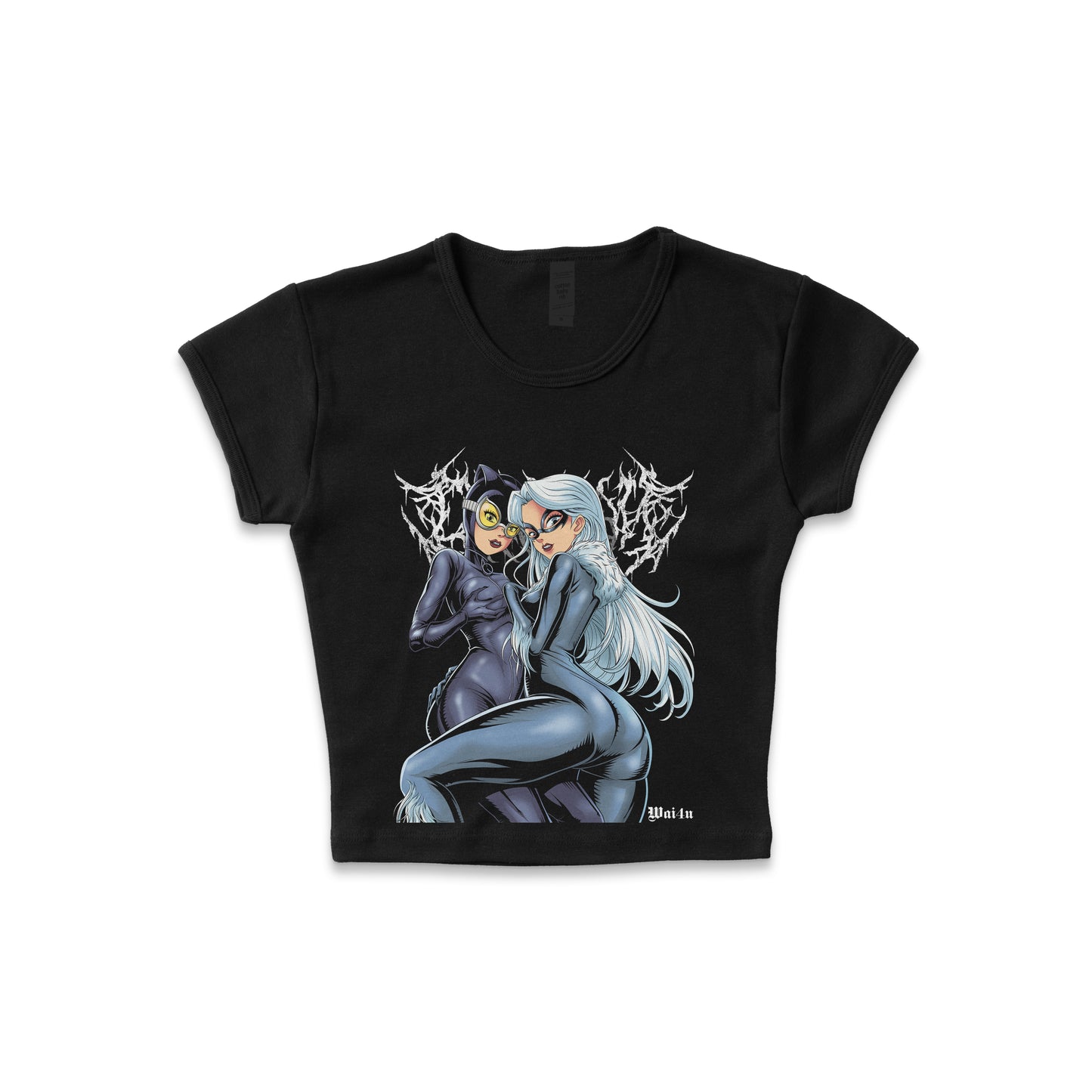 Catwoman & Black Cat "Catwomen" Metal - LAA Baby Rib Crop Top