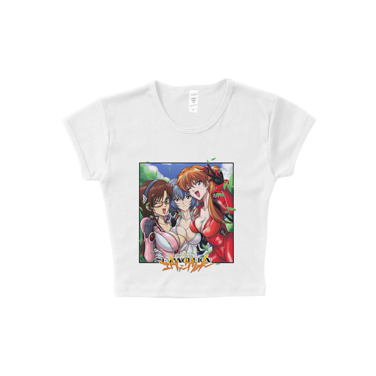 Neon Genesis Evangelion "Squish" - LAA Baby Rib Crop Top White *limited*