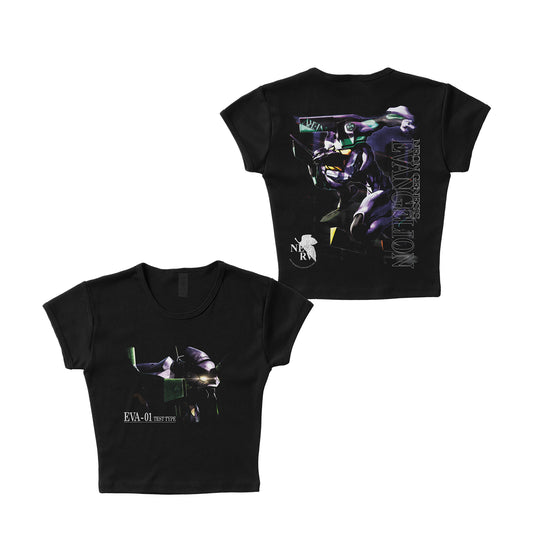 Neon Genesis Evangelion: Eva-01 Test Type F & B print - LAA Baby Rib Crop Top