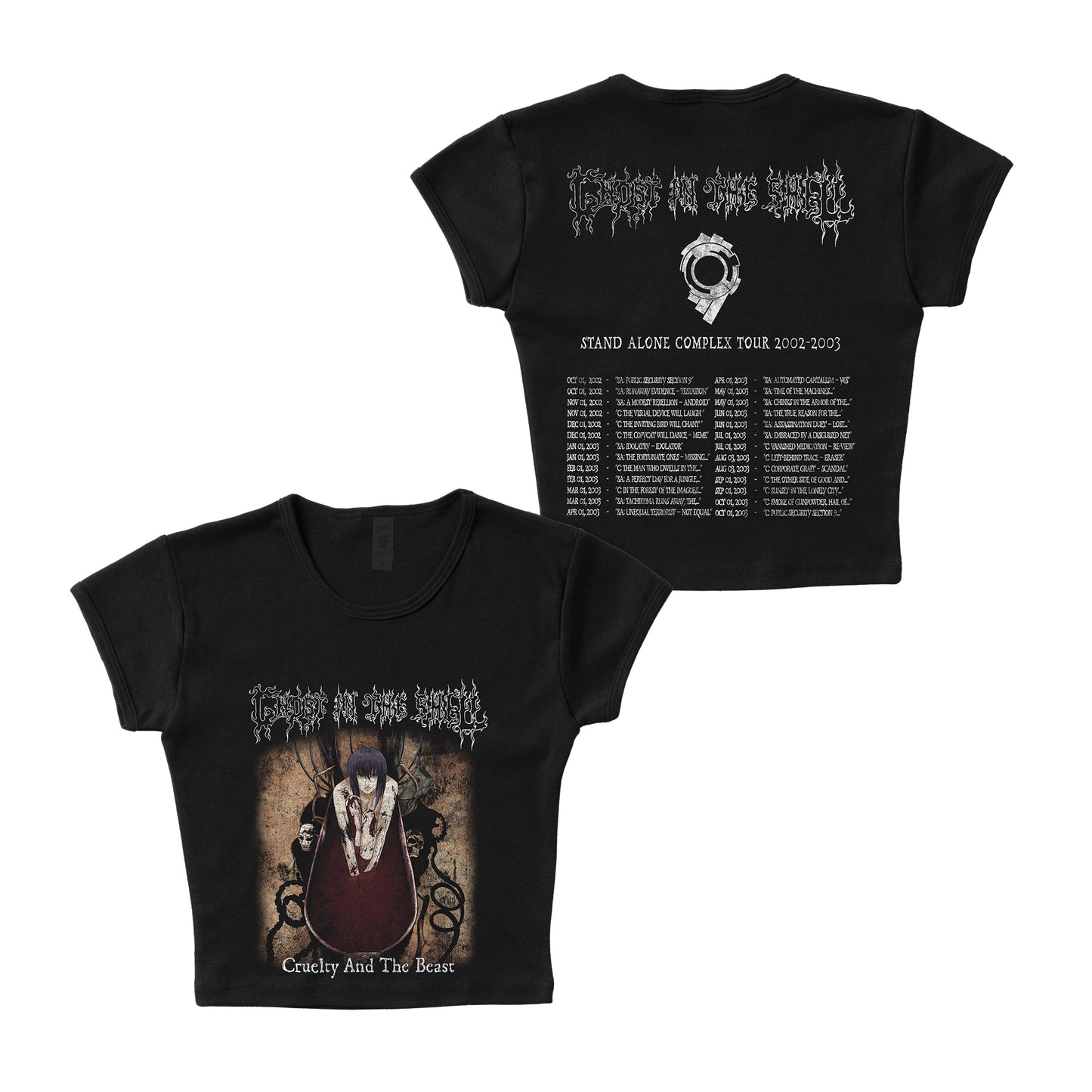 Ghost in the Shell x Cradle of Filth "Cruelty and the Beast" - LAA Baby Rib Crop Top