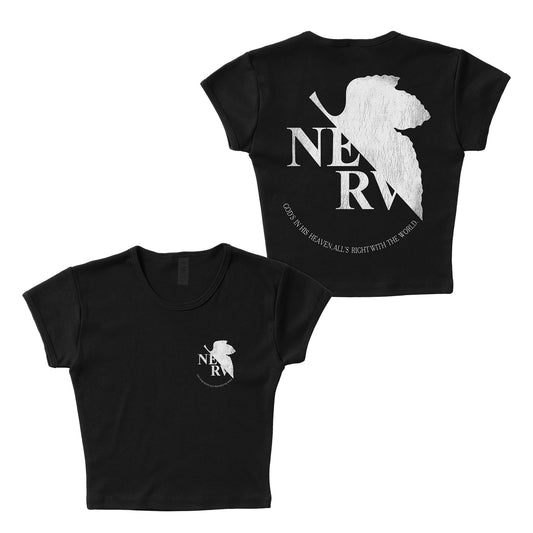 Neon Genesis Evangelion: NERV logo F & B print - LAA Baby Rib Crop Top