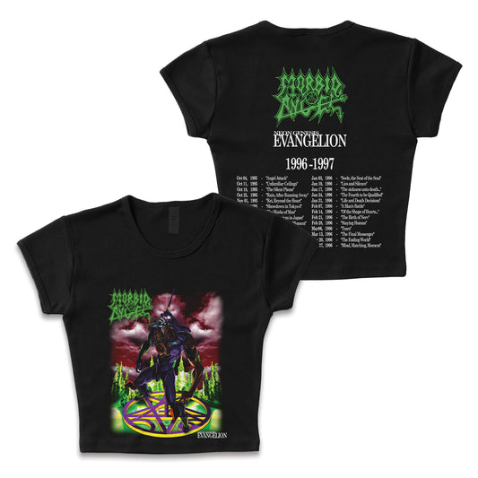 Morbid Angel x Evangelion "Domination" F&B print - LAA Baby Rib Crop Top