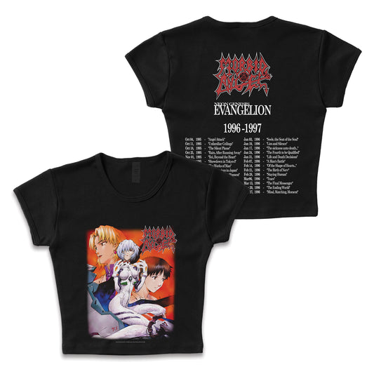 Morbid Angel x Evangelion "Tears" F&B print - LAA Baby Rib Crop Top