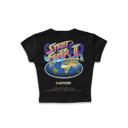 Super Street Fighter 2 Turbo F & B Print - LAA Baby Rib Crop Top