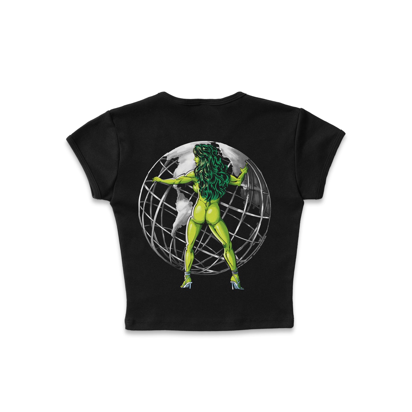 She-Hulk "Green Globes" NSFW F&B print - LAA Baby Rib Crop Top